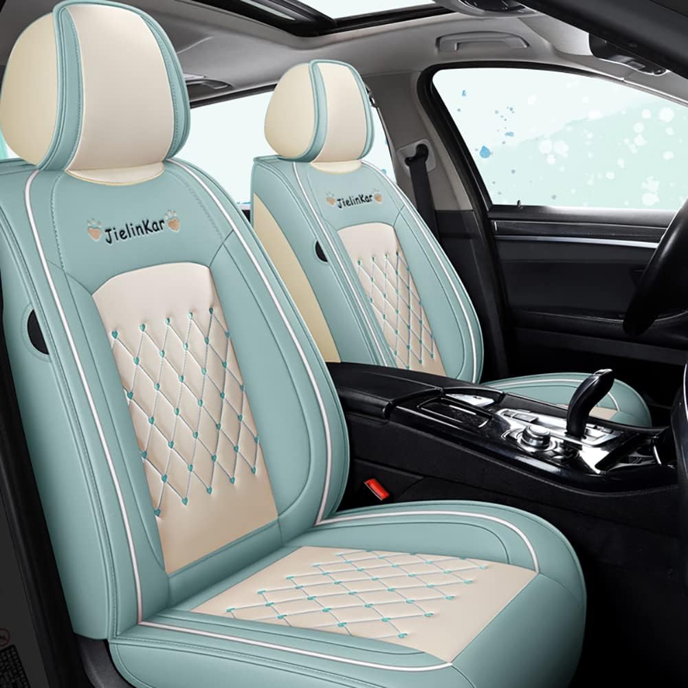 Wine Red-White Water Proof PU Leather Car Seat Covers Full Set M576