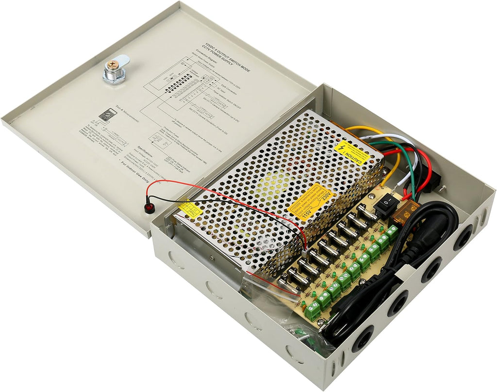9 Channel CCTV Power Supply Box DC 12V 10A Pack of 2 H966