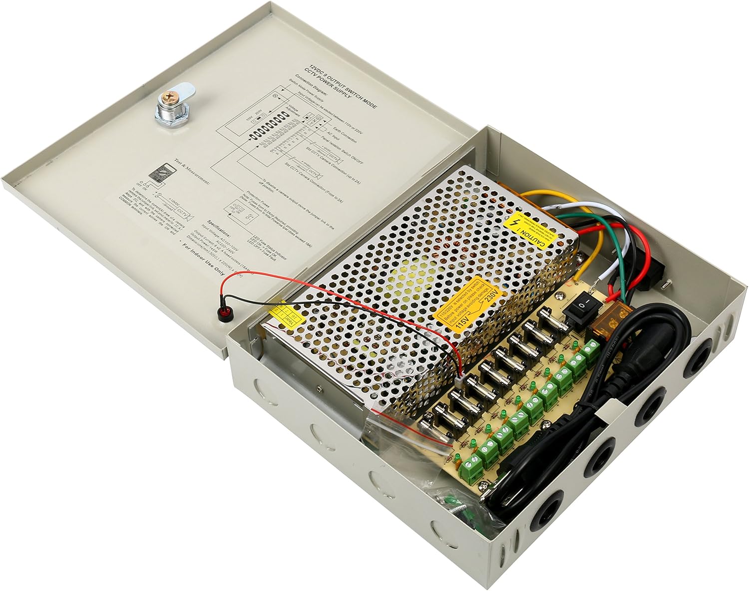 9 Channel CCTV Power Supply Box DC 12V 10A Pack of 2 H966