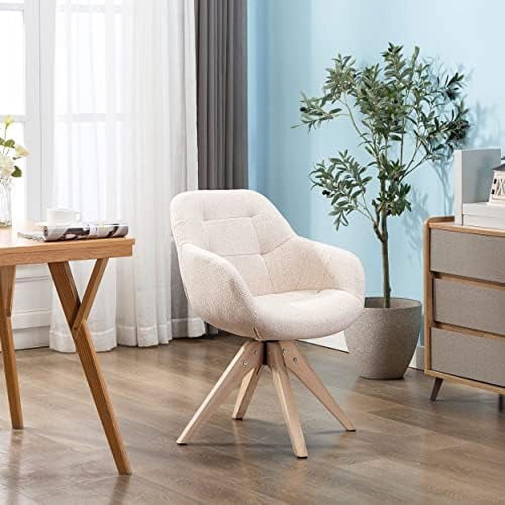Mid Century Modern Swivel Fabric Accent Chair with Oak Wood Legs I10555