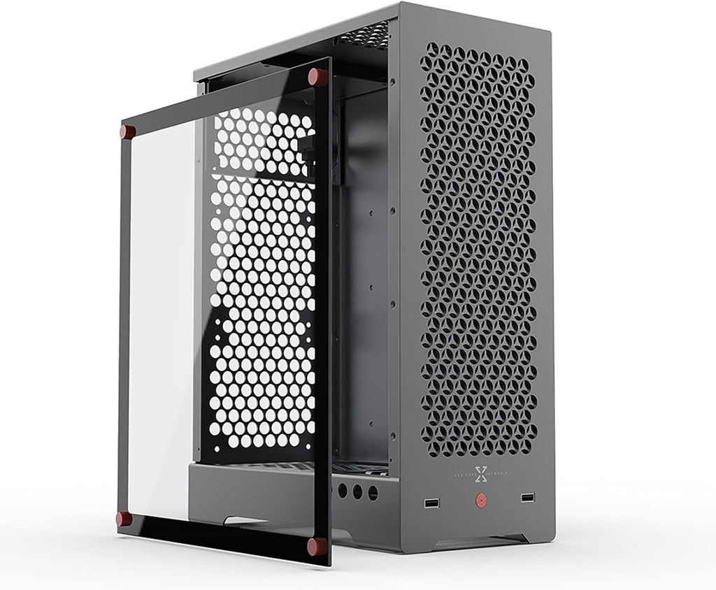 Aluminum Grey Mid Tower PC Case with Tempered Glass Window T502