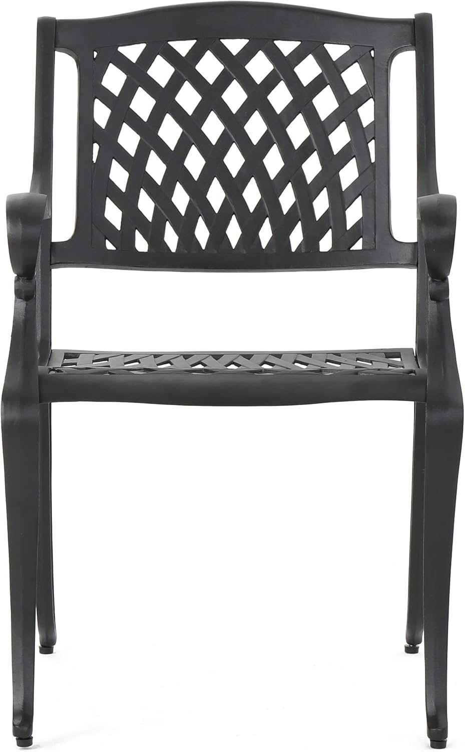 Black Sand Cast Aluminum Outdoor Chairs, 2-Pcs Set P9192