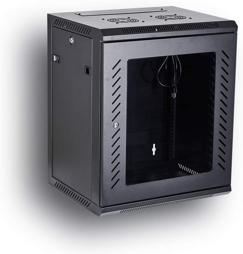 19-Inch Wall Mount Server Rack Cabinet with Locking Tempered Glass Door R1704