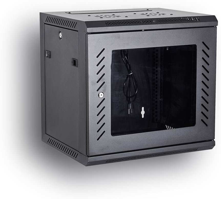 19-Inch Wall Mount Server Rack Cabinet with Locking Tempered Glass Door R1704