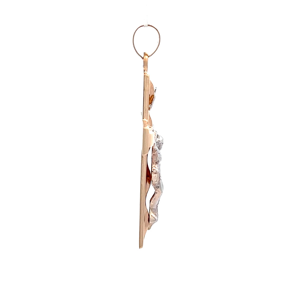 14 KT Two Tone Gold Crucifix J56176