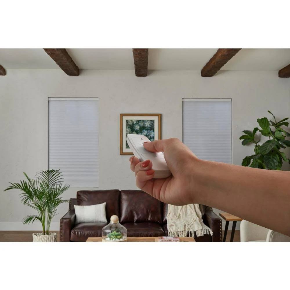White Cordless Blackout Motorized Cellular Shade with Remote Control J38532