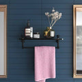 Matte Black Wall Shelf with Towel Bar Y623647