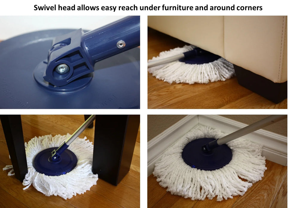 Hand Push Spin Mop with 2 Microfiber Mop Heads W9597