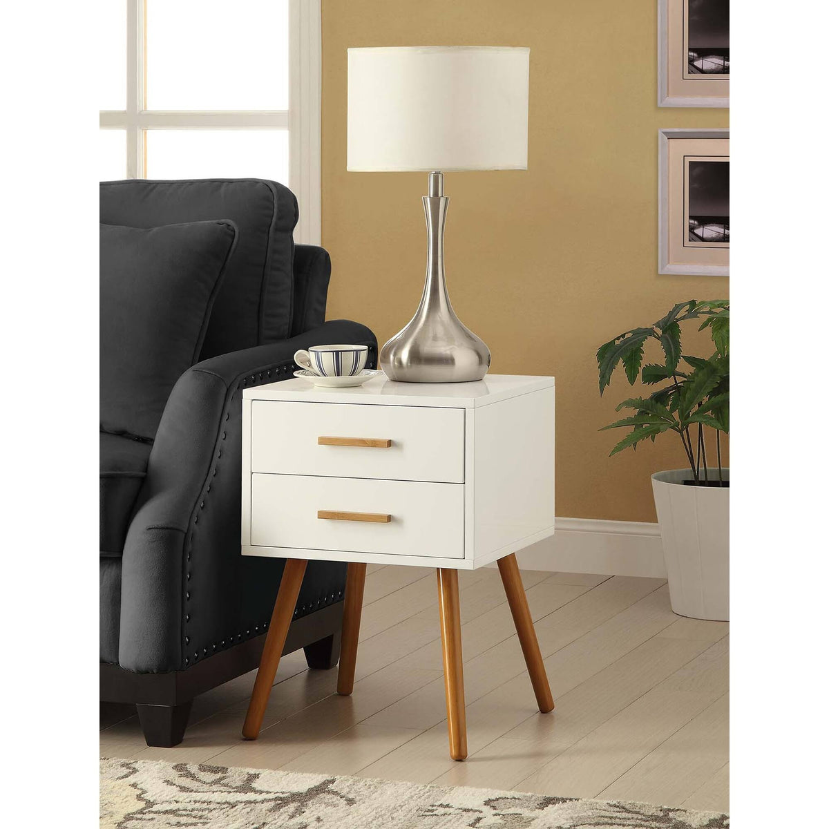 White 2-Drawer End Table T8884