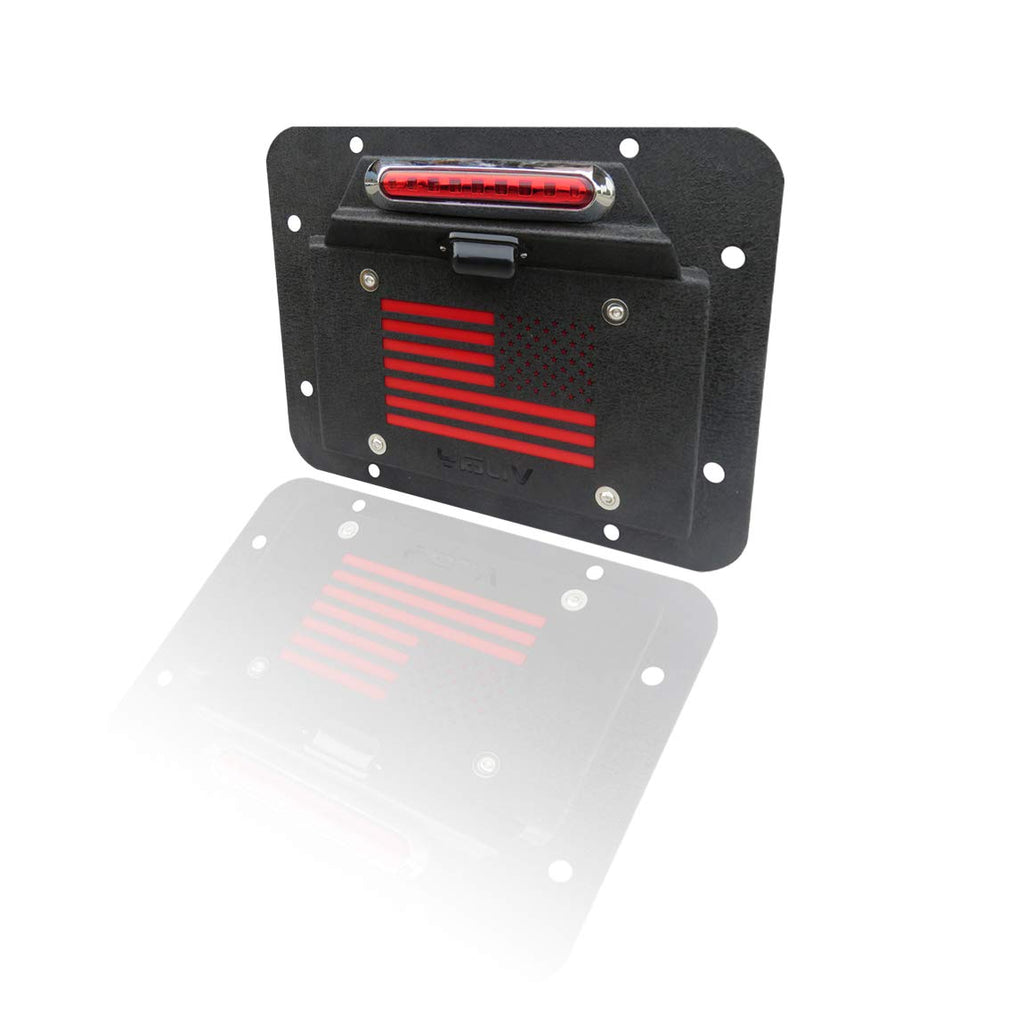 Spare Tire Delete License Plate Relocation Kit with Plate Light and Third Brake Light for Wrangler JK JKU I139