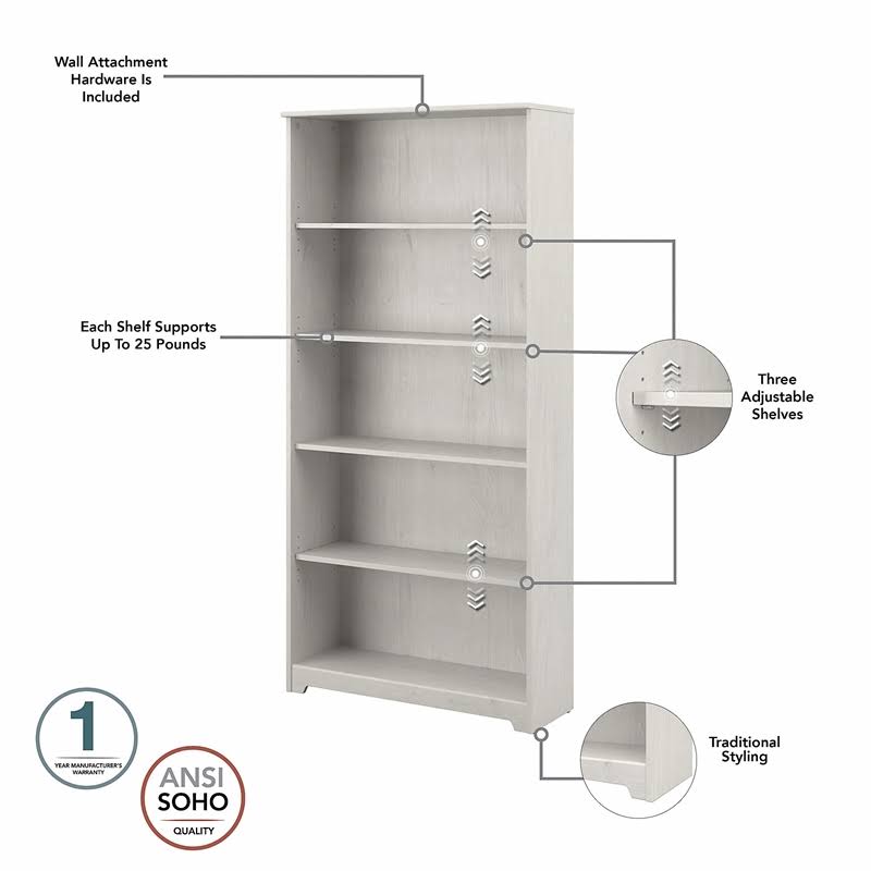 White Oak L Shaped Desk with Hutch and Bookcase D494357