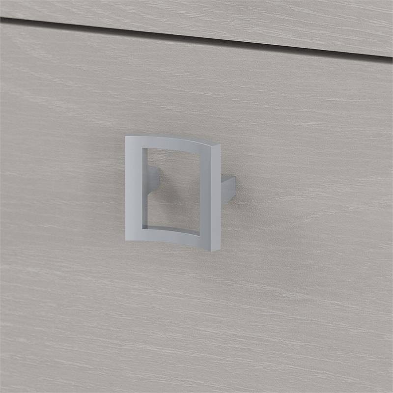 Bow Front Desk and Credenza with Mobile File Cabinet in Gray Sand D34165