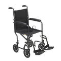 Lightweight Steel Transport Wheelchair Fixed Full Arms 19x22 Seat Y46211