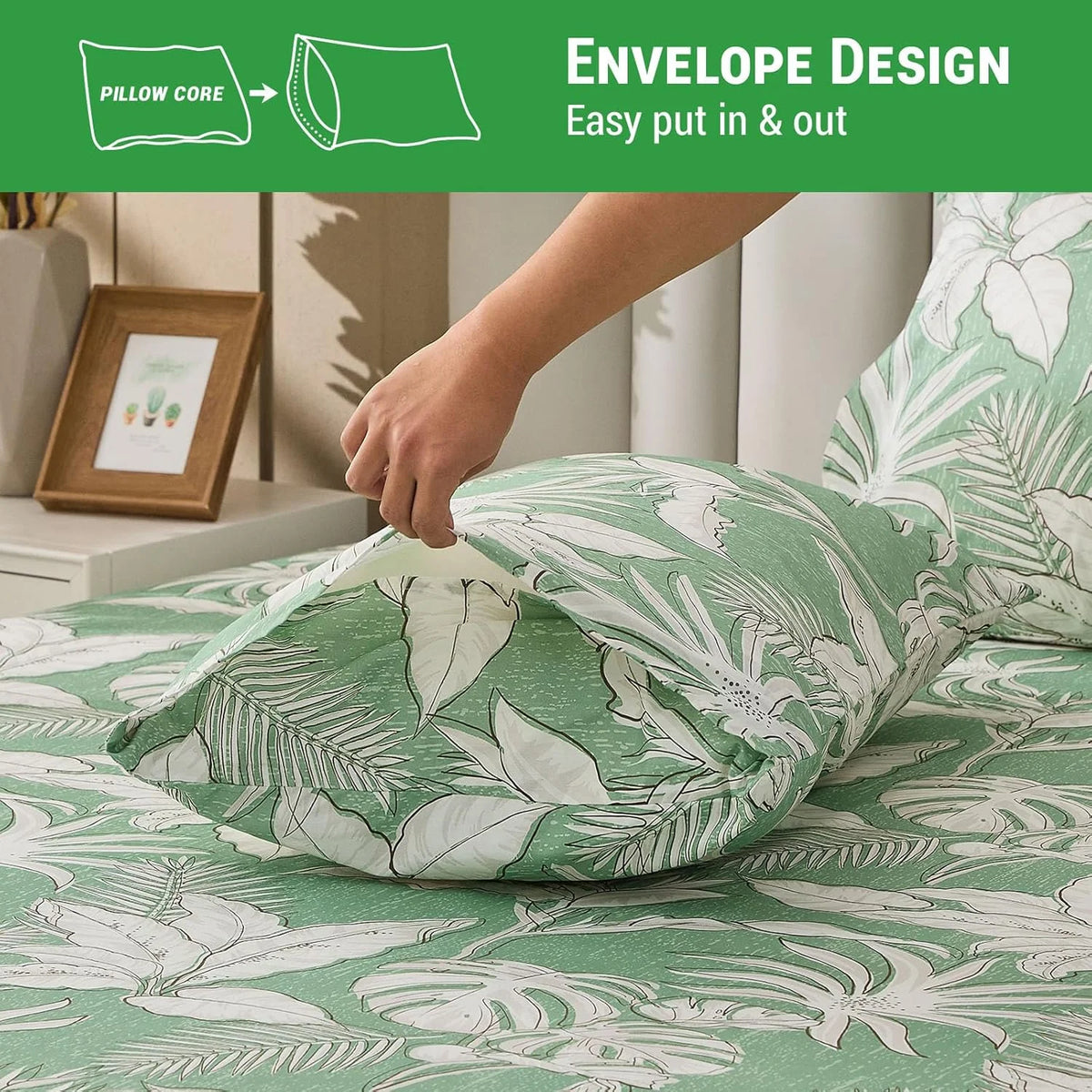 Green Floral Cotton Sheet Set Queen Size 4PC G8318