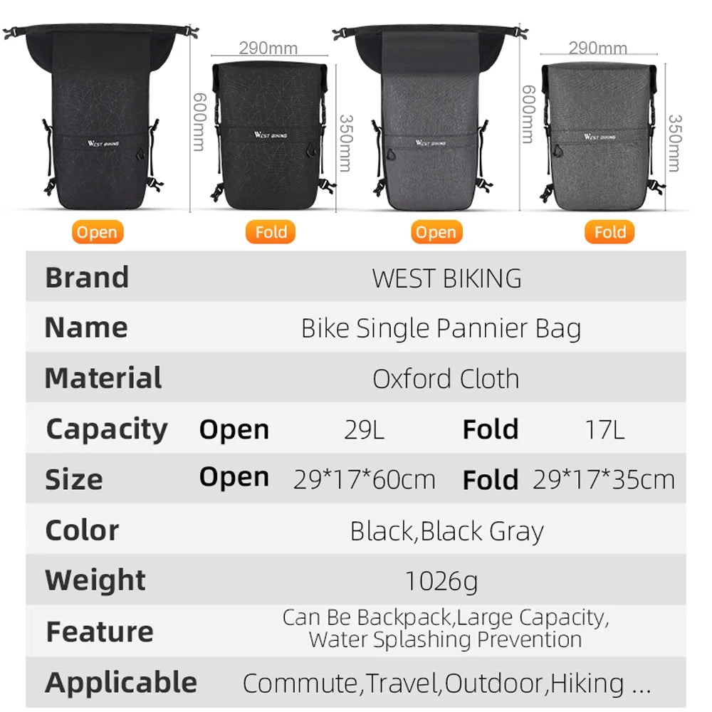 Expandable Bike Rear Seats Bag Cycling Bag E908