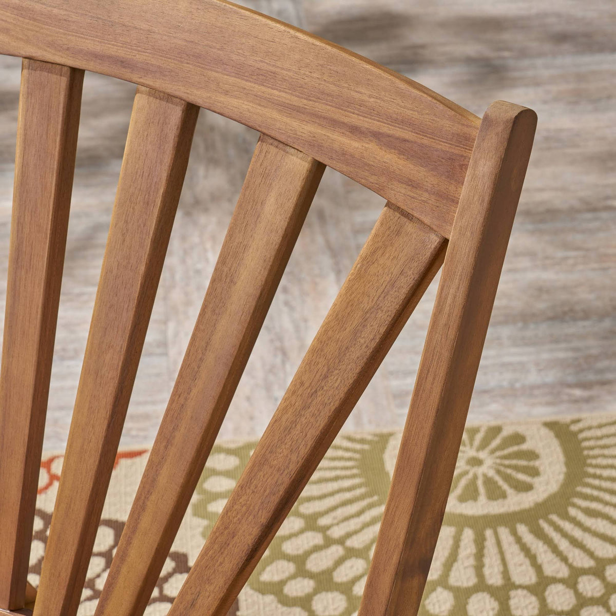 Teak Finish Acacia Rocking Chair with Footrest U3540