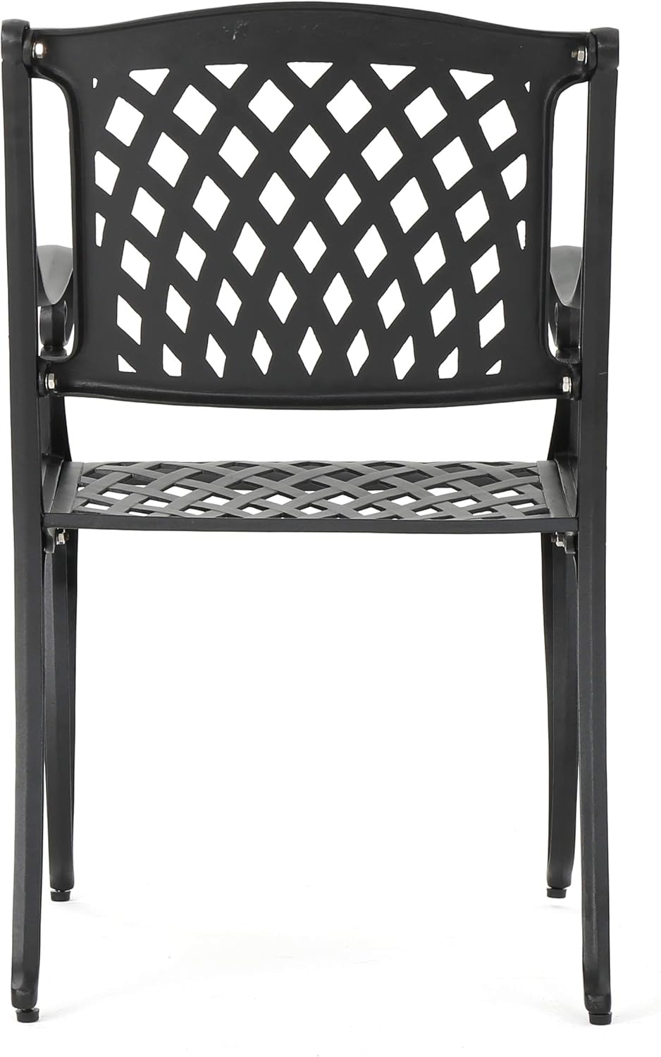 Black Sand Cast Aluminum Outdoor Chairs, 2-Pcs Set P9192