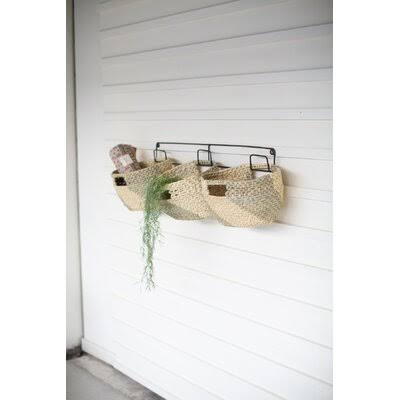 Set/3 Hanging Woven Seagrass Baskets on Metal Frame A507536