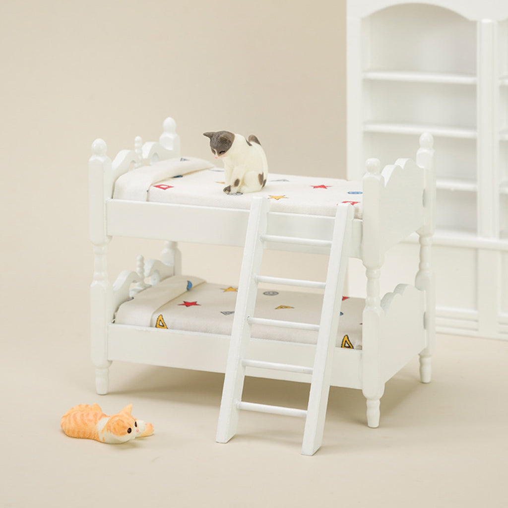 Miniature Bunk Bed Model Dollhouse Bedroom Furniture U1995