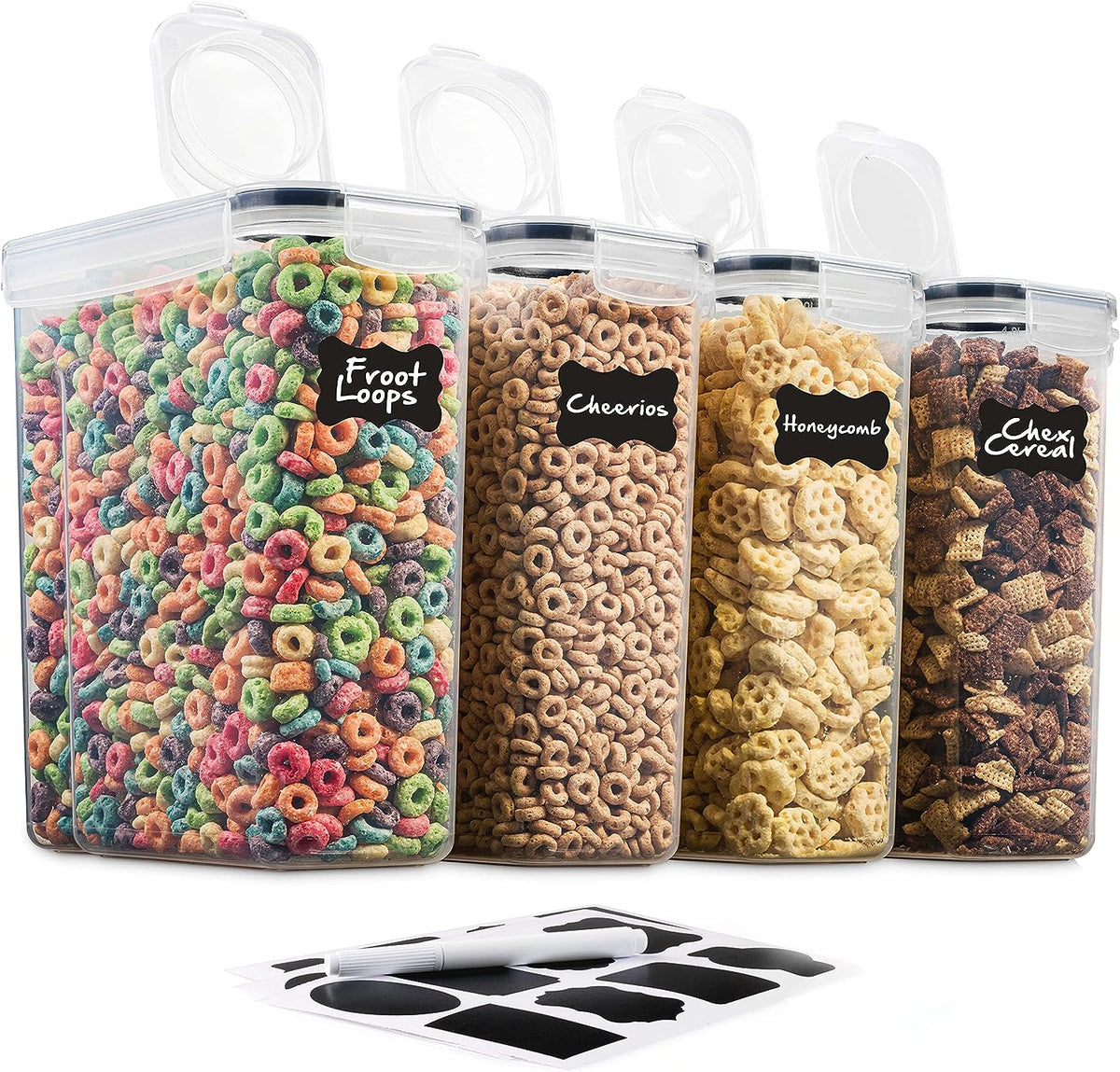 Set of 4 Large BPA-Free Plastic Cereal Storage Containers V380