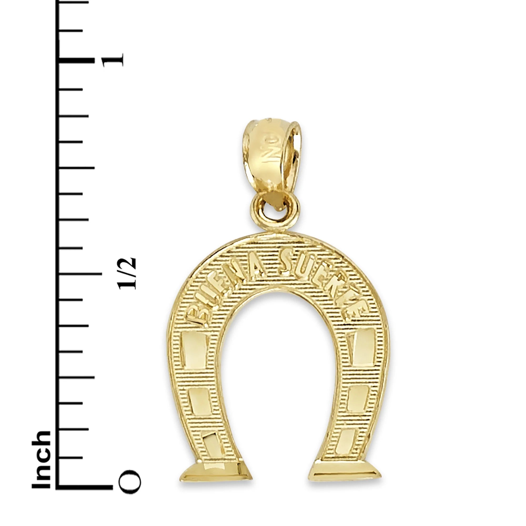 14k Solid Gold Horseshoe Pendant Necklace with 16" Rolo Chain E910