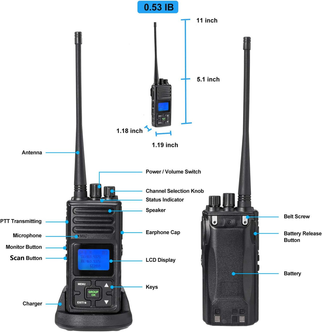 3 Packs UHF Two Way Radios Walkie Talkies X9821