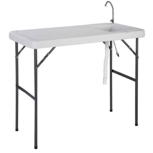 Folding Portable Fish Cleaning Cutting Table Camping Sink Faucet Silver B776010