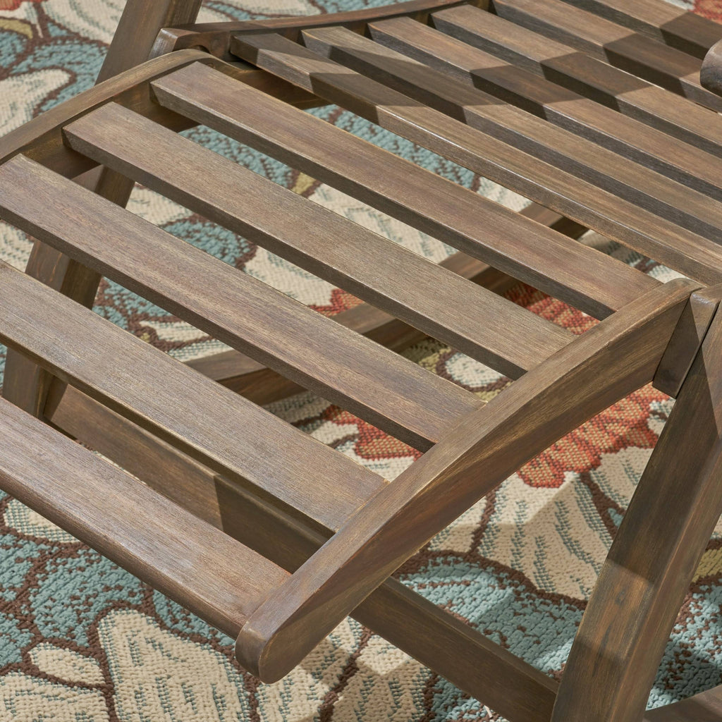 Teak Finish Acacia Rocking Chair with Footrest U3540