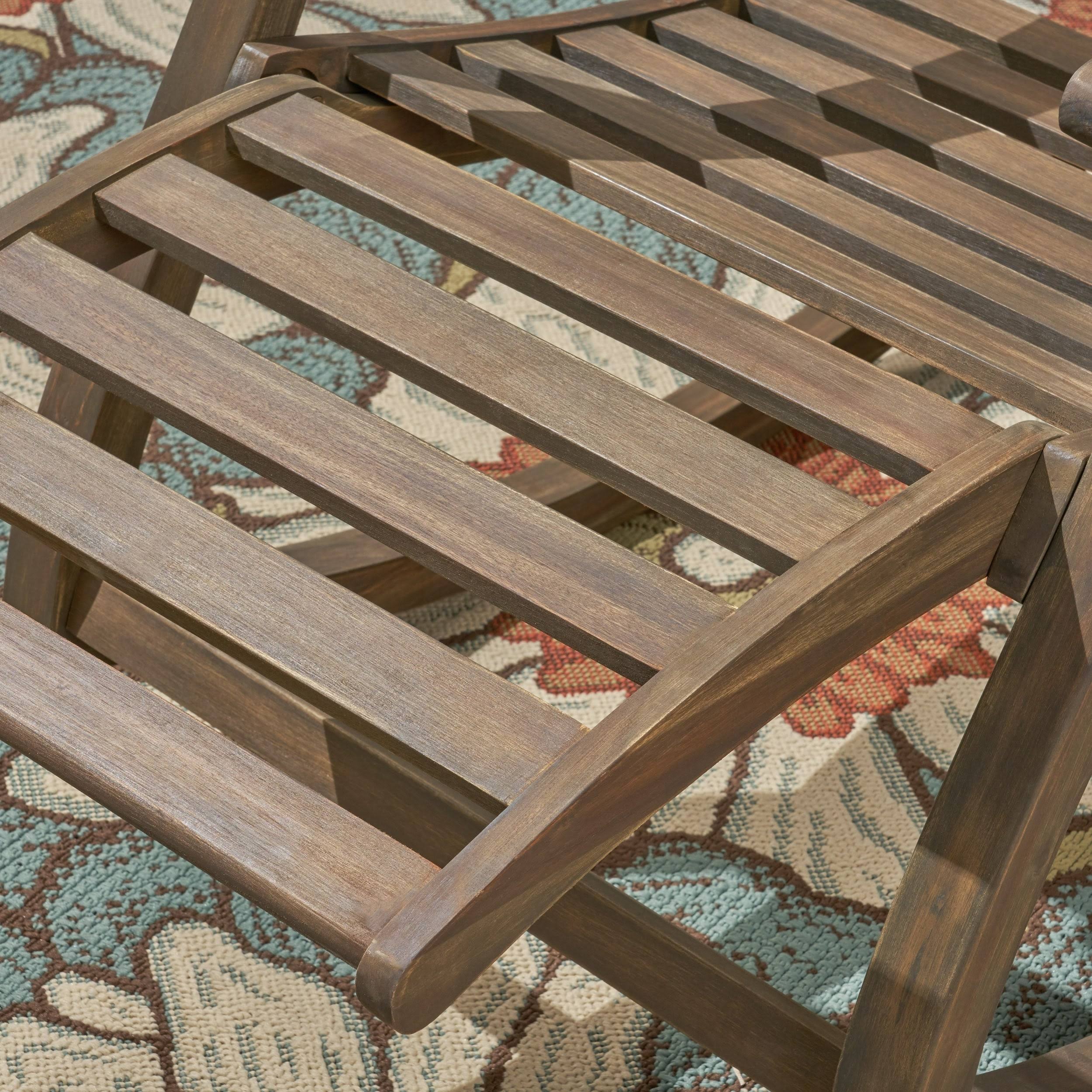 Teak Finish Acacia Rocking Chair with Footrest U3540
