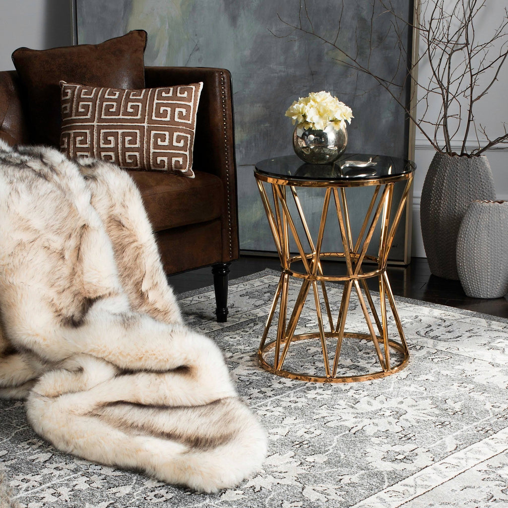 Gold Glass Top End Table G61405