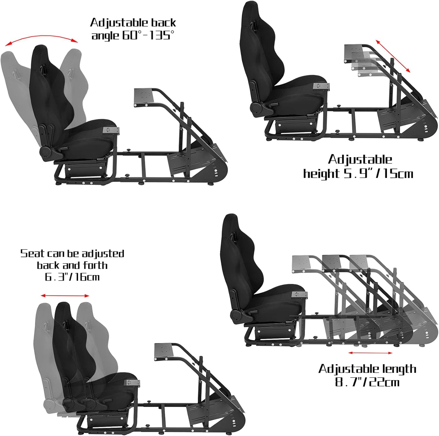 Racing Cockpit Frame Height Adjustable Racing Wheel Stand U870