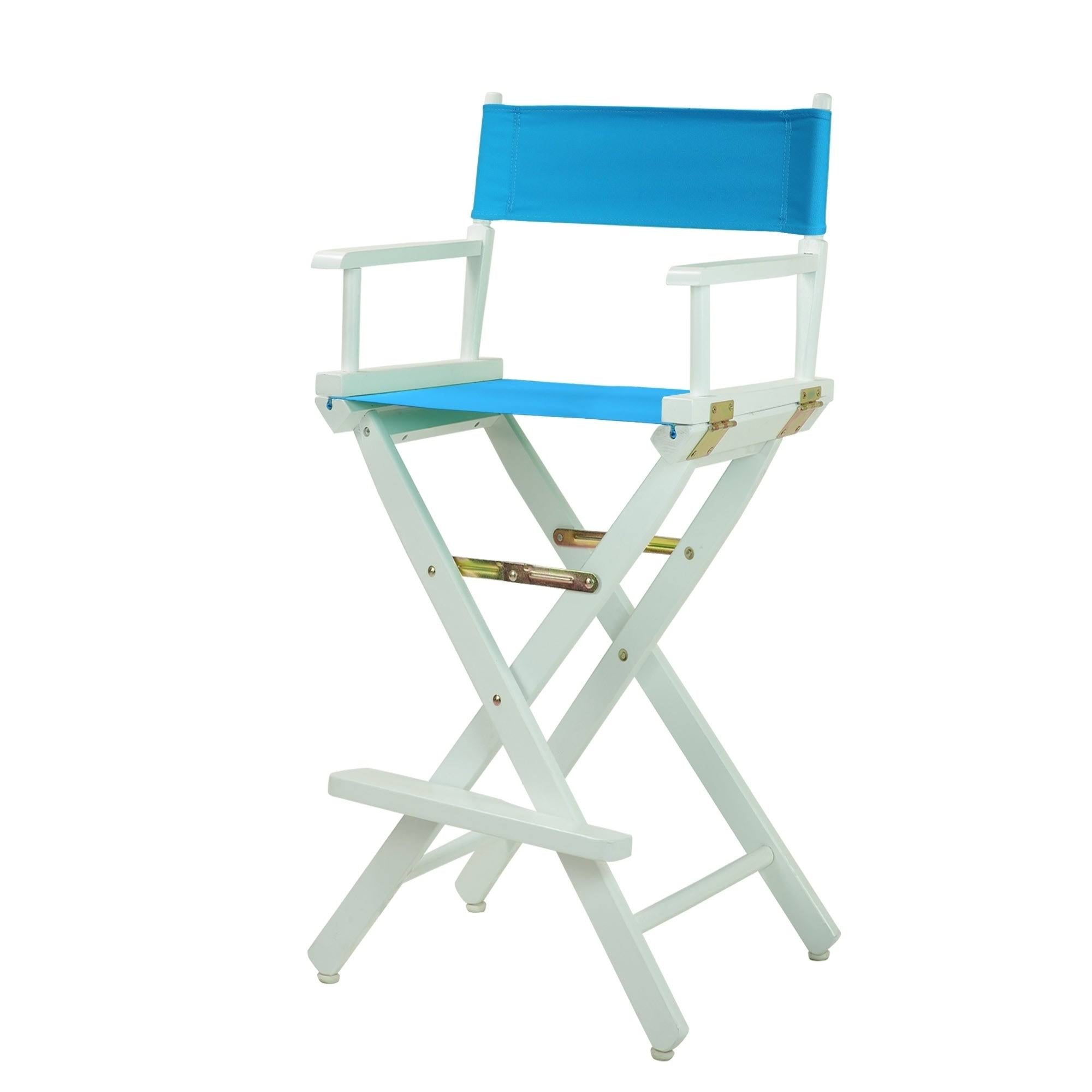 White Frame Turquoise Canvas Director's Chair A60414