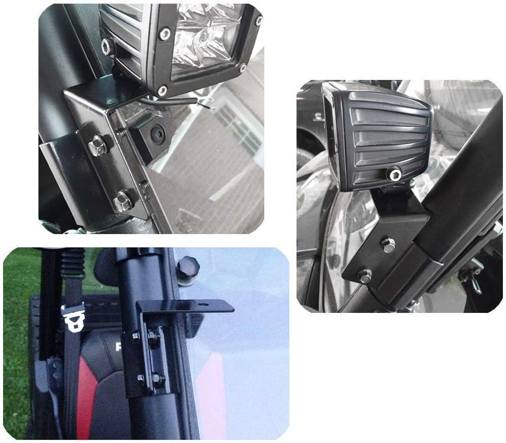 LED Light Bar Mount Windshield Kit 50 288W Curved Front Pillar Side 2x 18W 3 Cube Lights Brackets w/ 2x Wiring Kit Full Size Pro-Fit Cage Upper For 2013-2021 Polaris Ranger XP 1000 900 570 D594377