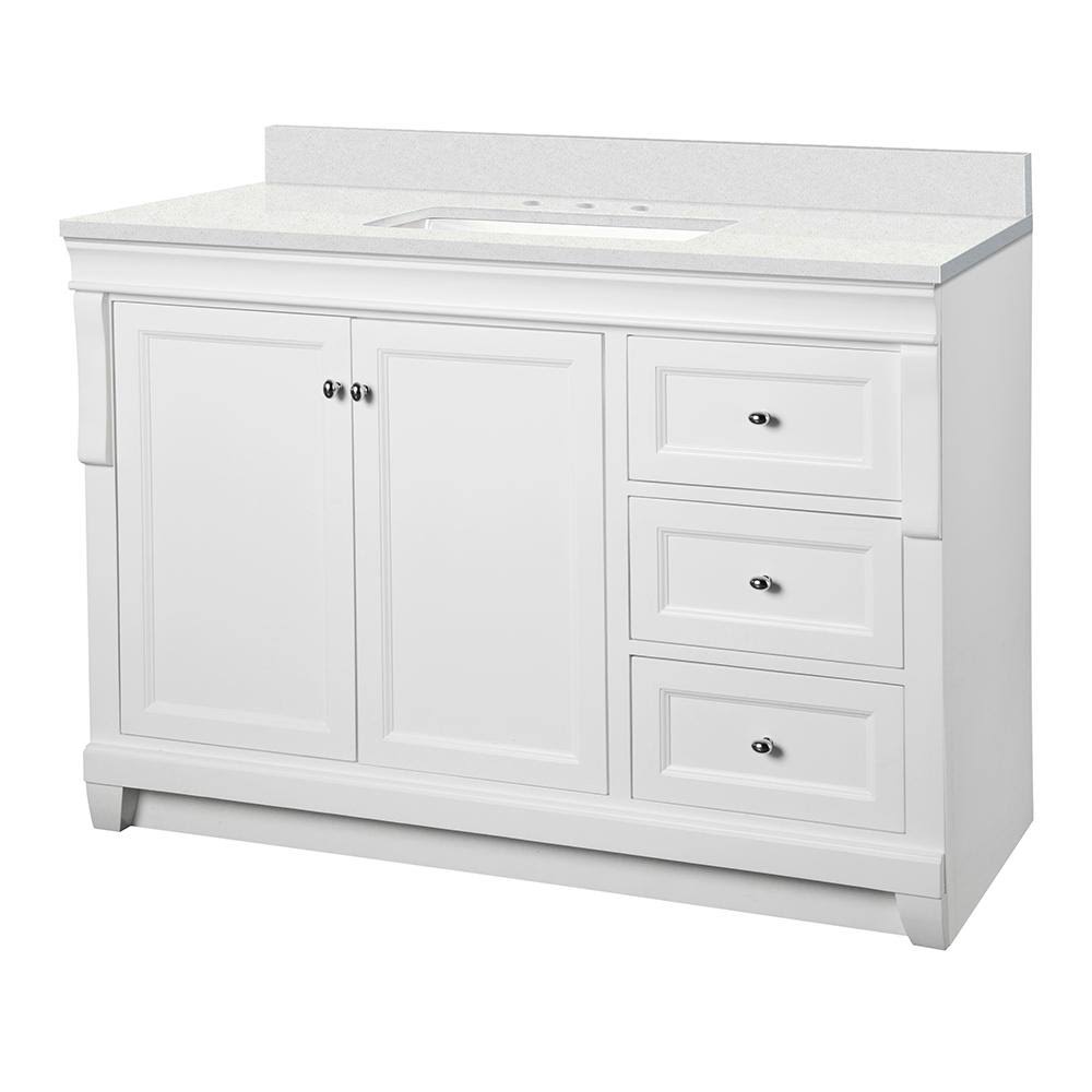 White Bath Vanity Cabinet with Engineered Marble Vanity Top Y974806