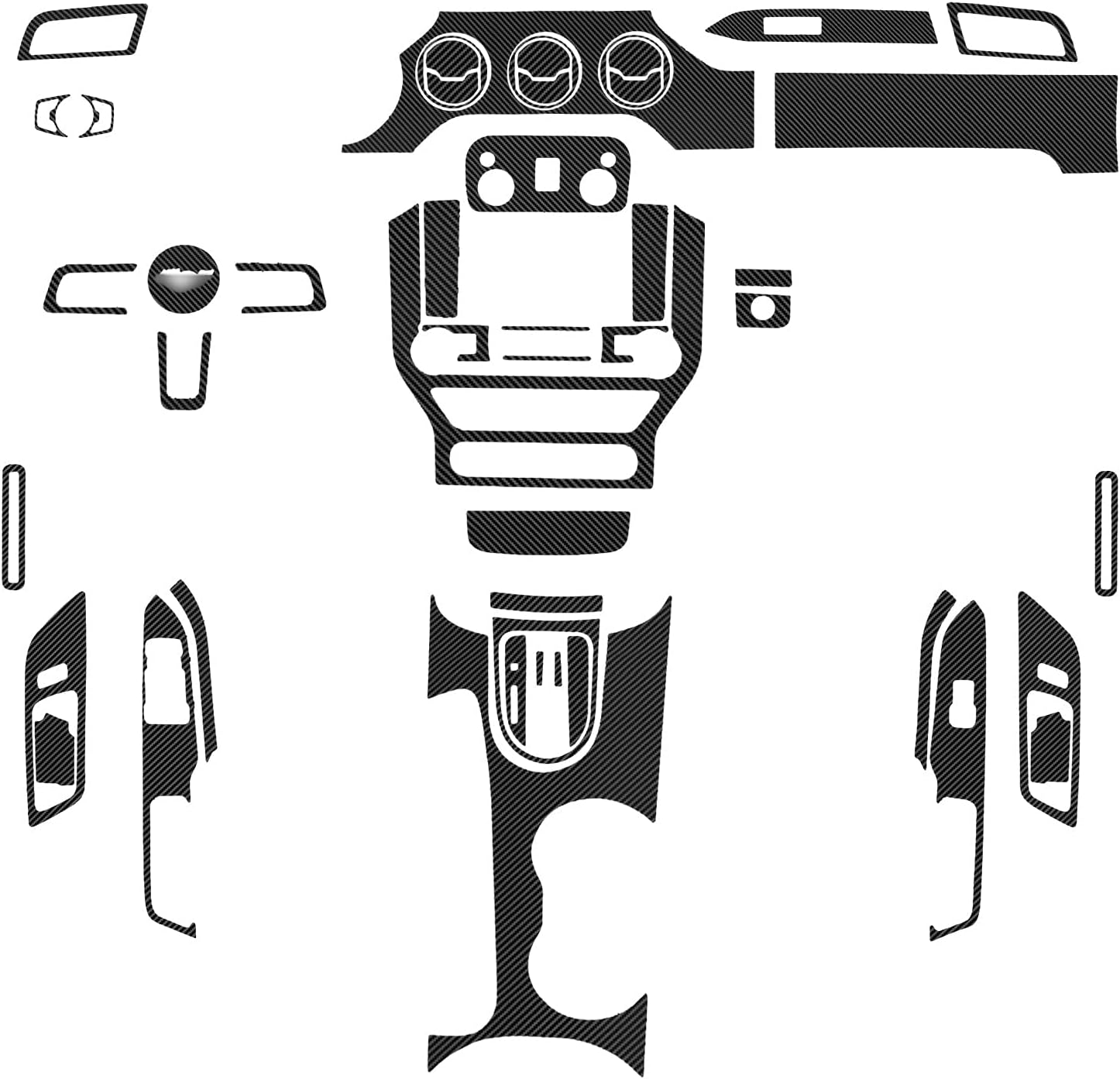 Carbon Fiber Center Console Vinyl Wrap Stickers Pack of 2 R480