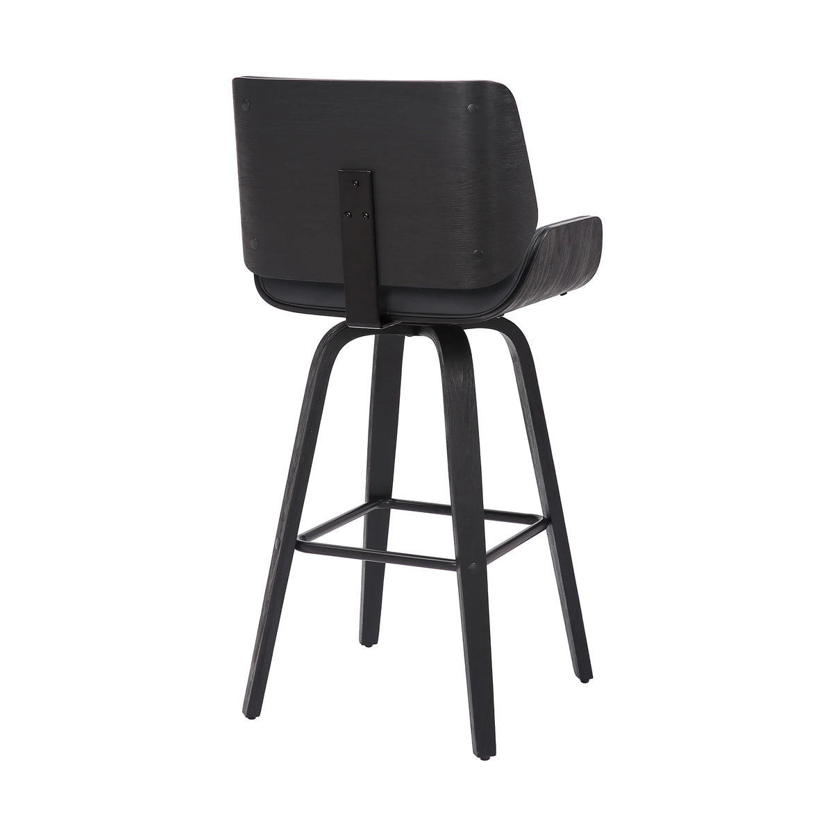 Faux Leather Wood Swivel Counter Stool in Gray/Black T59646