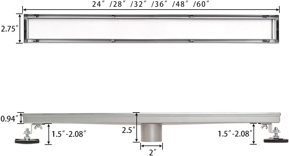 Brushed 304 Stainless Steel Linear Shower Drain 32 inch E586763