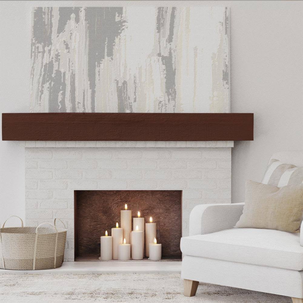 Rough Sawn Faux Wood Fireplace Mantel, Natural Pecan G816