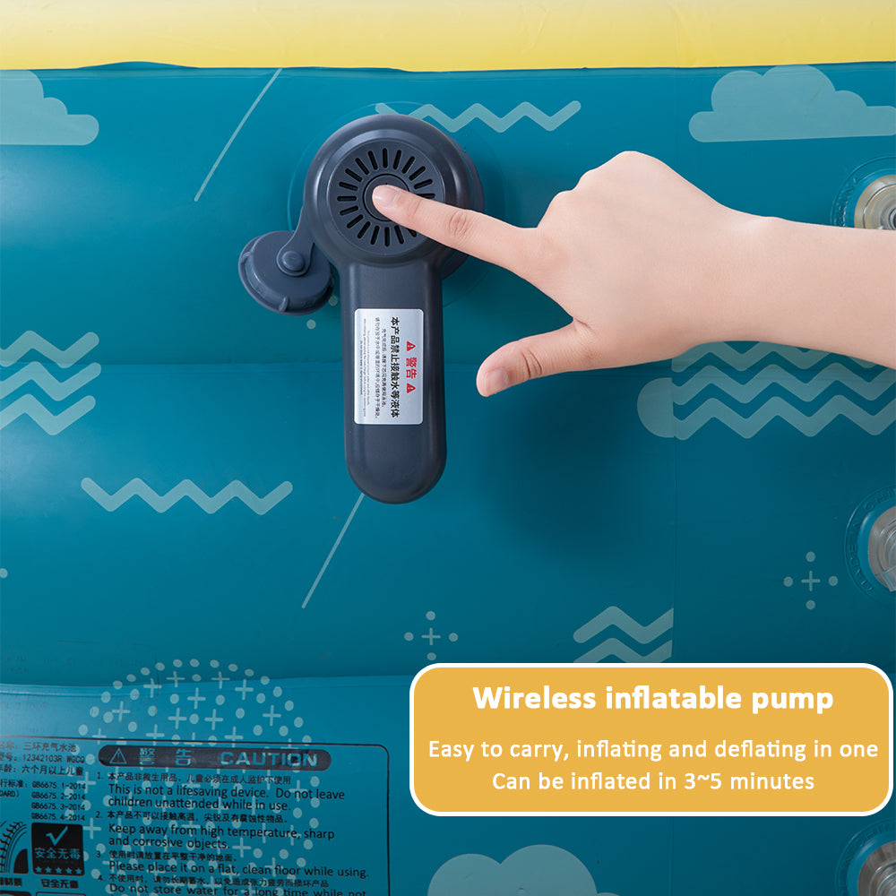 Inflatable Swimming Pool with Pump 9.85×5.74×2.23ft Rectangle Blue H71512