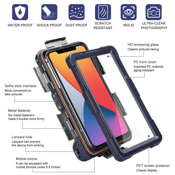 Waterproof Protective Case for Phones Up to 6.9 Inch with Lanyard K946