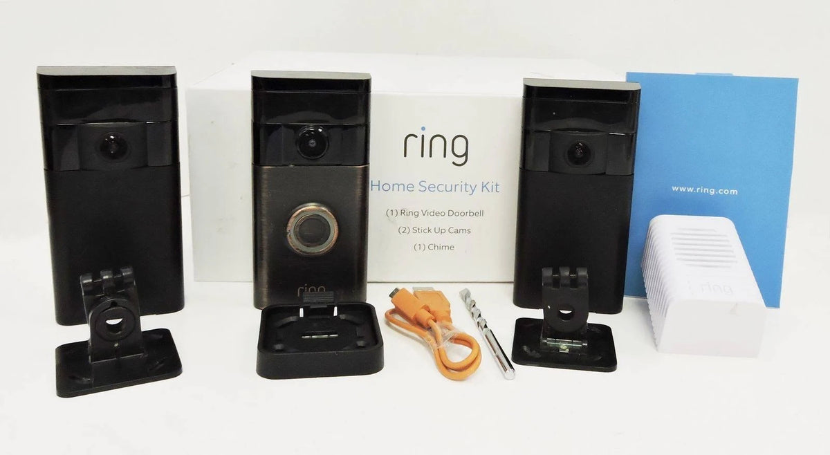 Venetian Bronze Home Security Kit 1 Doorbell 2 Stickup Cams Chime K352