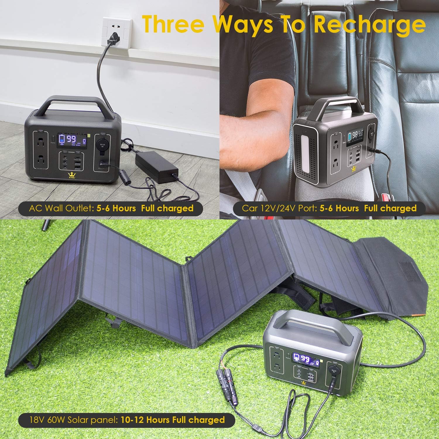 Portable Power Station 300W / 600W Peak Lithium Battery 280Wh 110V AC Pure Sine Wave W4010