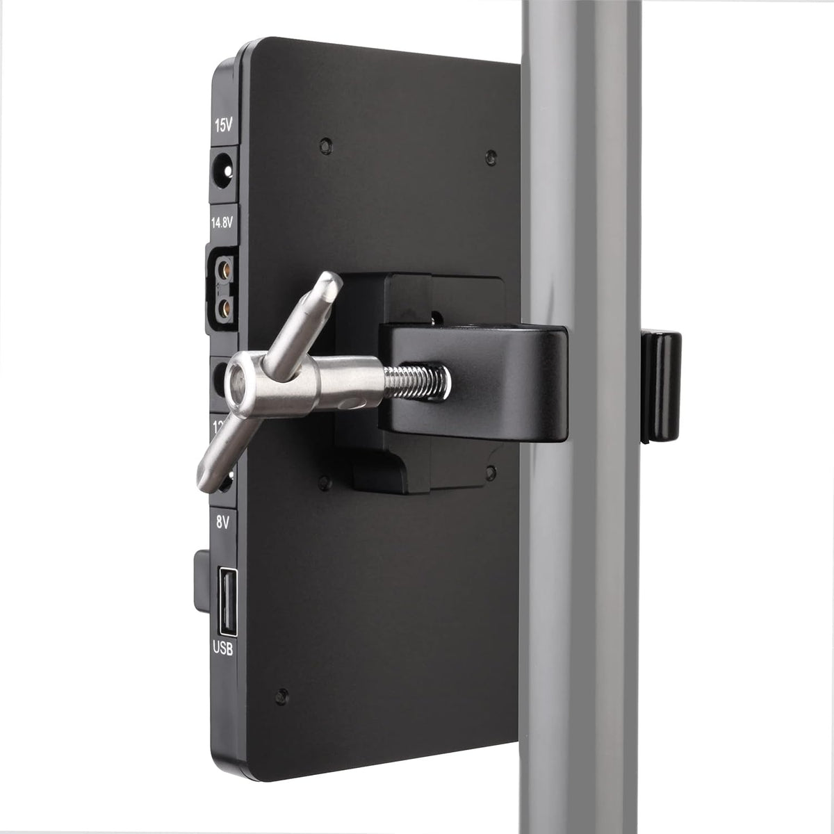 V-Mount Lock Battery Plate Power Supply Adapter with Super Clamp, D-TAP/DC/USB Power Output T1579