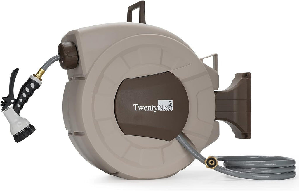 Retractable Wall Mounted Water Hose Reel, 1/2 x 65 ft, 9 Pattern Hose Nozzle, Blue U8503