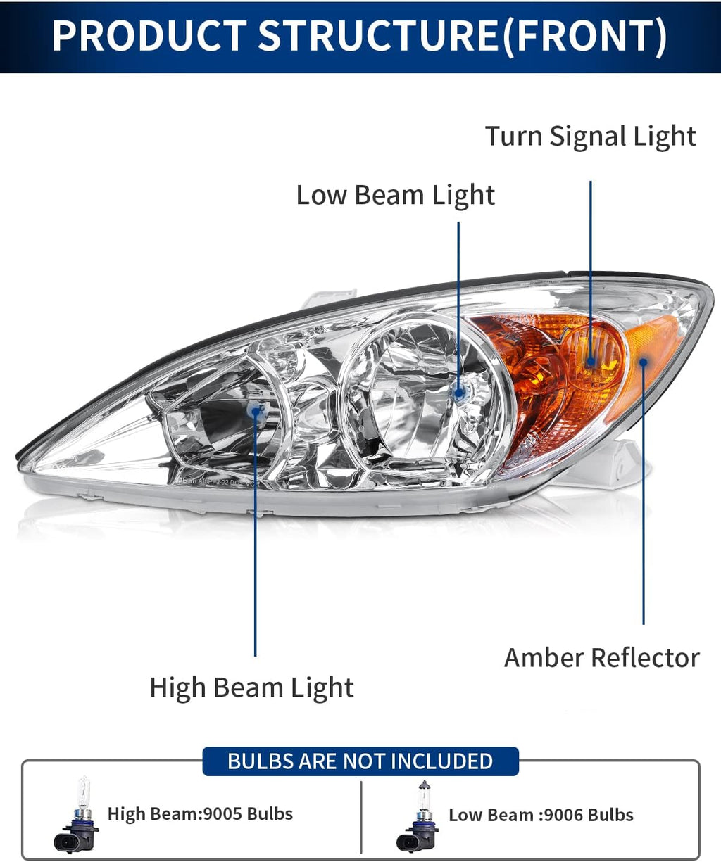 Chrome Housing Clear Lens Headlights Assembly H57298