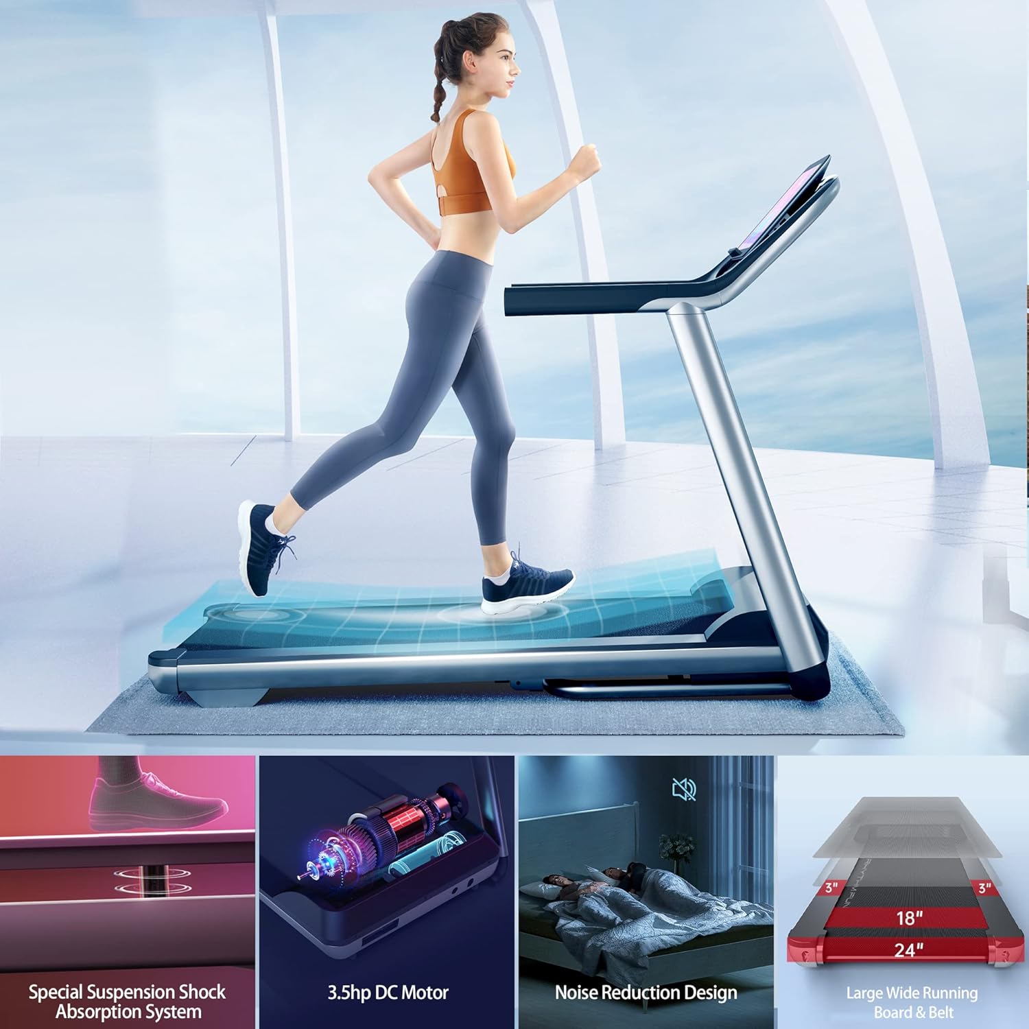 Folding Treadmill with Incline Electric Motorized Treadmill K29720