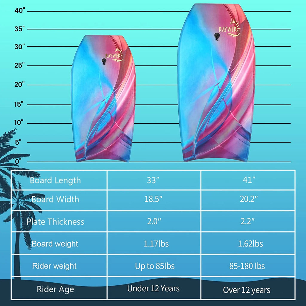 Lightweight Body Board with EPS Core, HDPE Slick Bottom, Leash and Adjustable Wrist Rope J676826