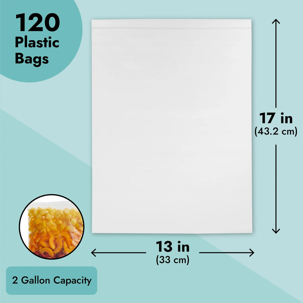 120-Pack Clear Plastic Self-Sealing 2 Gallon Storage Bags with Zip Top Lock Z188264