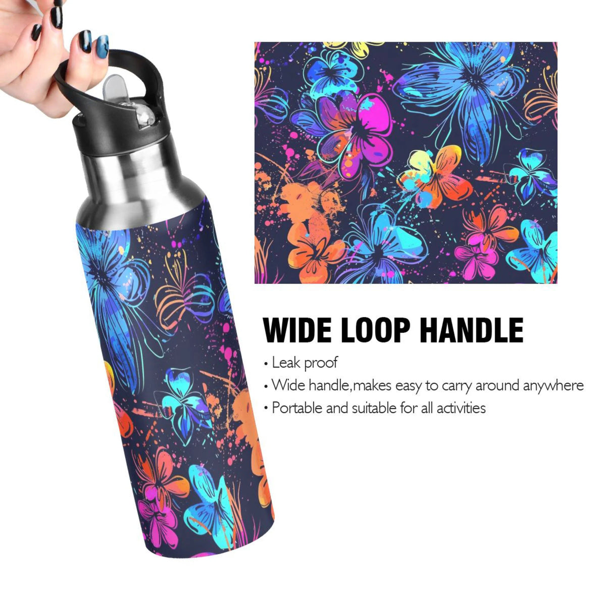 20 oz Insulated Stainless Steel Water Bottle with Straw Lid Y680331