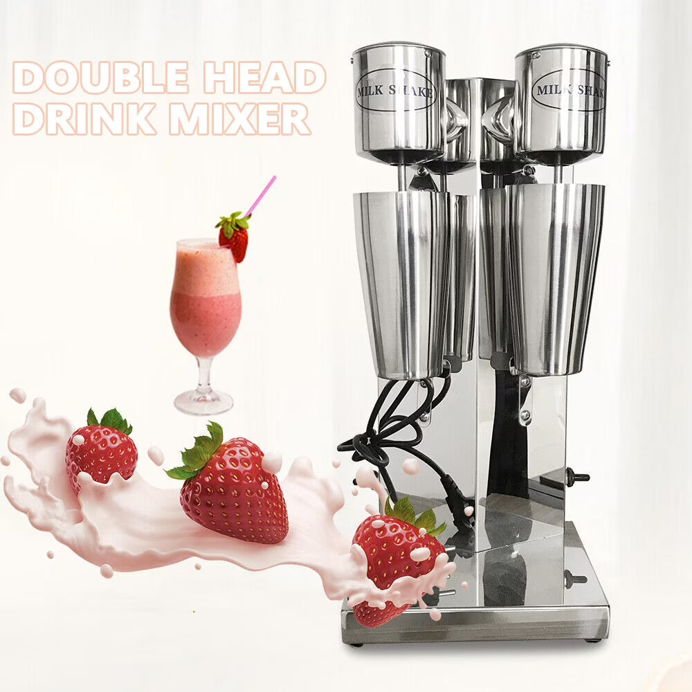 Double Heads Commercial Electric Milkshake Maker Smoothie Blender Stainless Steel 110V 18000RPM R451045